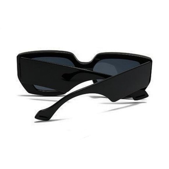 Oversized Retro Thick Square Black Frame Trendy Large Sunglasses for Men Women - Picture 8 of 9